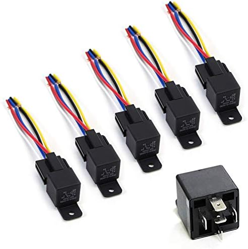 iJDMTOY 5pc 12V 30A/40A 5-Pin SPDT Relay Socket Wire Compatible with Car Fog Lights, LED Light Bars, Aftermarket Fogs, Daylight DRLs IJDMTOY