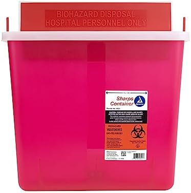 Dynarex Sharps Container, Provides a Safe Disposal of Medical Waste and Needles, Non-Sterile & Latex-Free, 5 Quarts, Made with Thermoplastic, Red with a Transparent Lid, 1 Dynarex Sharps Container Dynarex