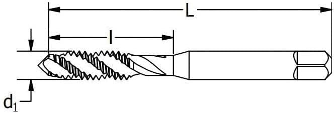 Machine Tap,Bottoming,M8-1.25 Thread Greenfield Threading