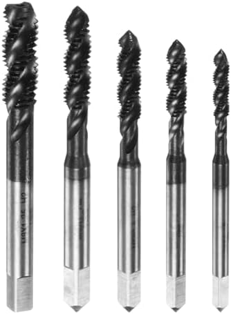 HARFINGTON 5pcs Metric Spiral Flute Tap Set M3 M4 M5 M6 M8 AlTiN Coated HSS6542 Machine Screw Thread Milling Tap Tapping Threading Tools Harfington