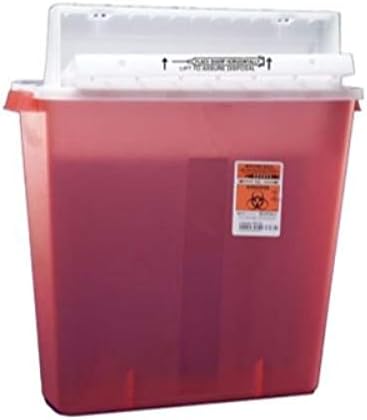 Covidien 8541SA SharpSafety Safety in Room Sharps Container, Counterbalance Lid, 4 gal Capacity, Transparent Red (Pack of 10) COVIDIEN