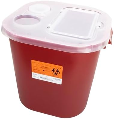 Medegen Sharps Container, 8 Gallon, Red, 14in x 13.75in x 13.75in, Horizontal Entry, Each… Generic