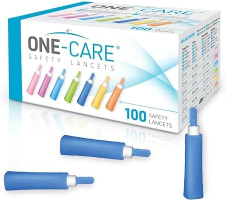 ONE-CARE Safety Lancets 21G x 1.8mm, Contact-Activated, 100/bx ONE-CARE