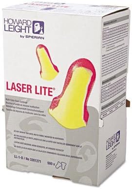 LL-1 D Laser Lite Single-Use Earplugs, Cordless, 32NRR, MA/YW, LS500, 500 Pairs HOWARD LEIGHT