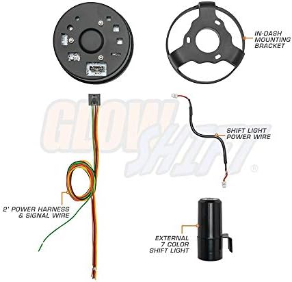 Тахометр GlowShift в черном корпусе, до 10,000 об/мин, 95мм, для бензиновых двигателей с 1 до 10 цилиндров GlowShift
