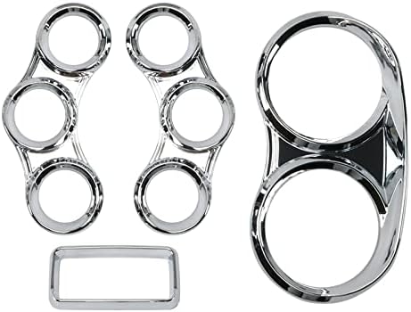 LOSTAR Peterbilt Center Gauge Cover Kit，Instrument Dash Gauge Covers with Visor Chrome Fits 2006-2020 Peterbilt 379 384 386 387 LOSTAR