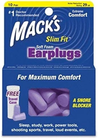 Mack's Slim Fit Soft Foam Earplugs, 10 Pair - Small Ear Plugs for Sleeping, Snoring, Traveling, Concerts, Shooting Sports and Power Tools - Pack of 2 Mack's