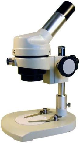 AmScope K104-YY Elementary Stereo/Dissecting Microscope, 10x and 16x Widefield Eyepiece, 20x-32x Magnification, Reversible Black/White Stage Plate, Heavy-Duty Frame AmScope