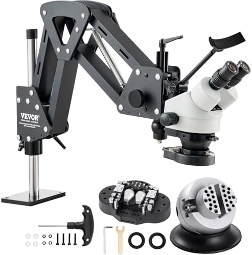 VEVOR Micro Inlaid Mirror Multi-Directional Microscope with Spring Bracket 7X-45X Multi-Directional Micro-Setting Microscope Microscope Gem Diamond Setting Machine with Stand Jewelry Tools Vevor