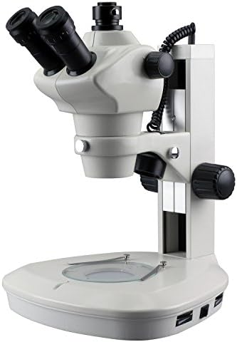 8X-50X Track Stand Stereo Zoom Trinocular Microscope w/Top & Bottom LED Lights AmScope