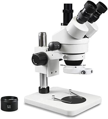 Parco Scientific PA-1EX-IFR09W Binocular Zoom Stereo Microscope | 10x Widefield Eyepiece | 0.7X—4.5X Zoom Range, 7X—45x Magnification Range, 0.5X Aux Lens | Pillar Stand | 144-LED Ring Light Parco Scientific