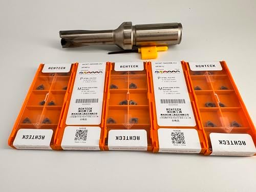 13/16" Dia. (.813) Indexable Insert Drill 3xD 2.437 Drill Depth 1 Inch Weldon Shank 5.44 OAL with coolant Through and WCMT Grade AP301U / AP351U Inserts (ACHTECK WCMT AP301U Inserts, 20) Achteck