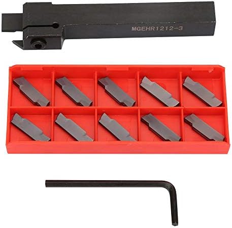 Lathe Cut Off Grooving Parting Tool Holder with 10pcs Carbide Inserts for Semi-Finishing and Finishing machining steel Ftvogue