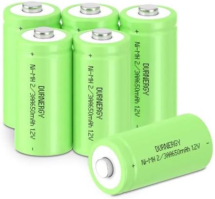 Набор из 6 аккумуляторных батарей 2/3AA, 650mAh, для солнечных фонарей, 1.2V DURNERGY