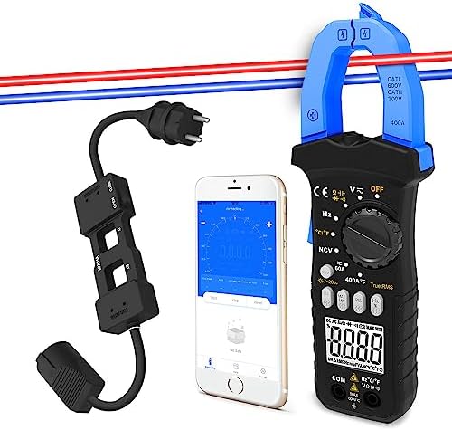 Clamp Meter + Line Splitter Combo Kit, Digital Clamp Multimeter with APP Function, NCV, 6000 Counts for AC/DC Voltage Current, Ohm, Cap, Hz, MAX/MIN, with 10X Line Splitter for Clamp Meter/Multimeter H Holdpeak