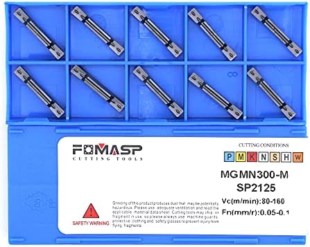 MGMN300-M Carbide Grooving Inserts for MGEHR/L and MGIVR/L Grooving Cut-Off Tool Holder, Installed with KOLORY, PVD Coating, 10pcs Fomasp