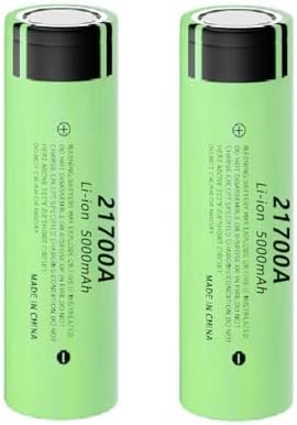 2PCS 5000mah 217OO 3.6V Flat top Rechargeable li-ion Battery Green with Battery Organizer Svenirven