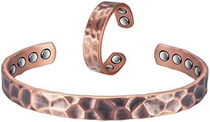 Copper Magnetic Bracelets for Women, Adjustable Copper Ring, Magnetic Bangles Brazaletes for Men, Pure Copper Magnetic Jewelry Set EnerCoppeX