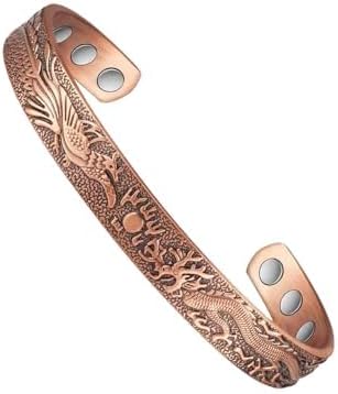 Copper Bracelets Brazaletes for Women, Adjustable Cuff Bangles, Copper Magnetic Bracelet for Men, Silver EnerCoppeX