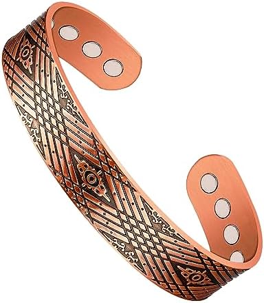 Copper Bracelets for Women, Adjustable Cuff Bangles, Magnetic Bangle for Men EnerCoppeX