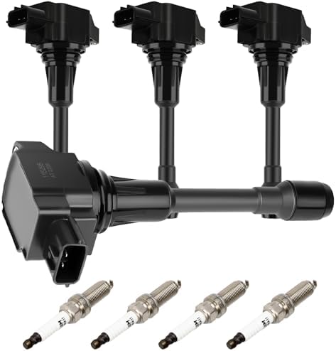 Set of 4 Ignition Coil with 4 Spark Plug Fit for 2007-2016 for Nissan Altima 2.5L L4 2017-2018 for Nissan Sentra 1.6L L4 2008-2016 for Nissan Rogue 2.5L L4, Replace UF-549 ASAPE