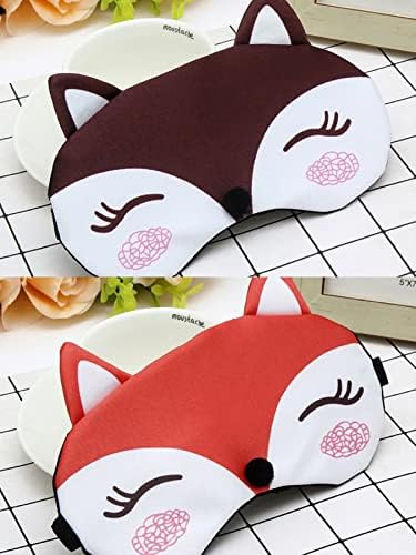 Маска для сна Generic 2 Pack Fox Sleep Mask Eye Blindfold Cover Cute Fun Kids Women Men, Красный и Темно-пурпурный, 7.3 x 4.5 дюйма, 0.9 унций, 1.0 шт Generic