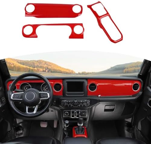 RT-TCZ for Wrangler JL Dash Trim Cover Blue, Gear Shift Panel Trim Frame for Jeep Wrangler JL JLU Gladiator JT 2018-2023 Blue Interior Accessories 3pcs Rt-Tcz