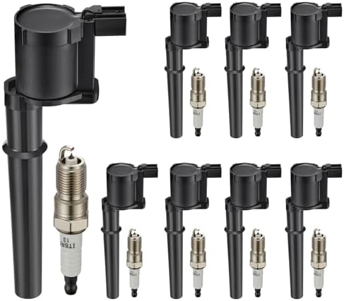 Set of 8 Ignition Coil Pack UF191 and Iridium Spark Plug SP493 Compatible with Mustang GT Lincoln Navigator Aviator Continental Mark VIII Mercury Marauder Panoz Esperante Avanti 4.6 5.4 5.8 V8 SYKRSS