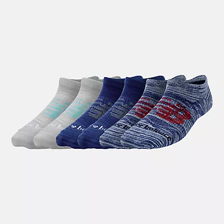 Kids Flat Knit No Show Socks 6 Pack New Balance