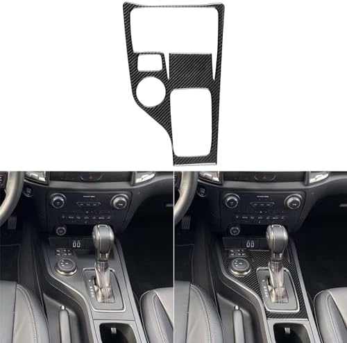 NVCNX Real Premium Carbon Fiber Compatible with Ford Ranger 2019 2020 2021 2022 2023 XLT Lariat XL Car Center Console Cup Holder Cover Trim Interior Accessories Black Nvcnx