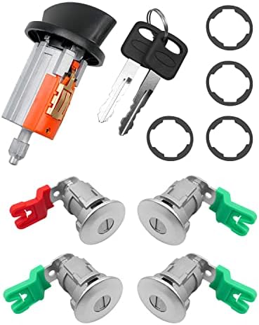 Ignition Switch Lock Cylinder Door Lock Cylinder Fits for Ford Econoline E-150 Van E-250 Van E-350 Van 1997-2020, Fast Auto Keys Replace LC6177+703369 X4+597638 X2, No Chip Augrex