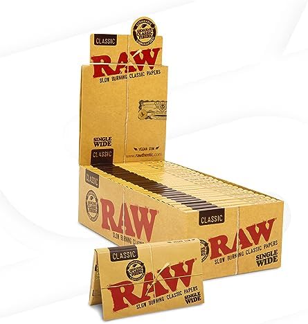 Блок сигаретной бумаги RAW Classic Single Wide, 25 пачек по 100 листов Raw