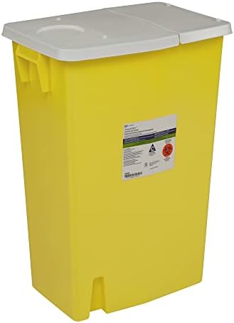 Covidien 8989 SharpSafety Chemotherapy Container with Hinged Lid, PGII, 18 gal Capacity, Yellow (Pack of 5) COVIDIEN