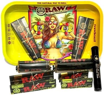 RAW MIX Bundle 10-Items RAW Cones King Size and 1 1/4,Raw Black Paper with DeLaCruzV Tube. Raw