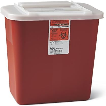 Medline Wall-Mounted Sharps Containers, 2 Gallon Capacity, Sliding Lid, Red, Pack of 20 - Your Trusted Solution for Safe Medical Waste Disposal Medline