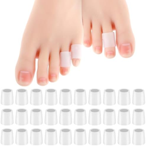 Sibba Silicone Toe Sleeves 30Pcs Pinky Toe Protector Gel (Гель) Toe Tubes Corn Pads Reusable Sleeves Caps Cushion Soft Calluses Protectors Remover Finger Covers for Corns Hammer Friction Sibba