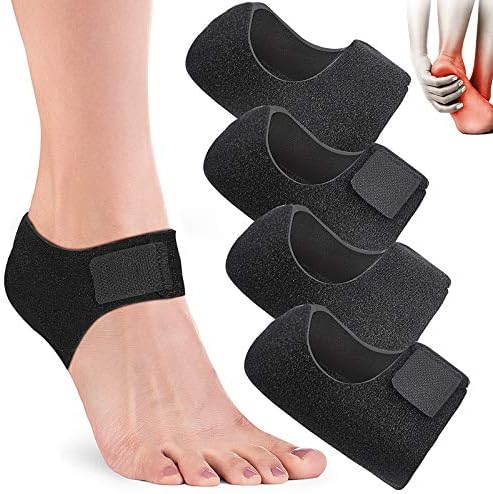 4 Pieces Heel Cushions Protectors Plantar Fasciitis Heel Pads Heel Cushion Inserts Heel Cups Adjustable Breathable Heel Support for Cracked, Dry, Achilles Heels, Heel Pain Relief (L, Black) Nuanchu