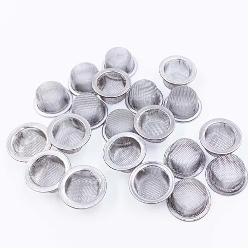 0.5" Pipe Screen Filters 20 pcs Pack with Metal Storage Box Premium Stainless Steel Smoking Bowl Filter 1/2 Inch Concave Mesh Pipes Screens Mgmgart