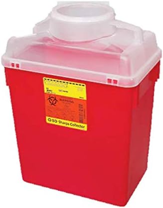 BD Medical Systems 305457 Multi-Use Nestable Sharps Collector, Solid Cap Closure, 6 gal Capacity, 17.5" x 12.5" x 8.5" Size (Pack of 12) BD