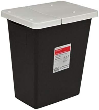 Covidien 8611RC SharpSafety RCRA Hazardous Waste Container Hinged Lid, 12 Gallon Capacity, Black, Pack of 10 COVIDIEN