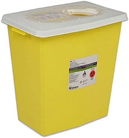 Covidien 8939 SharpSafety Chemotherapy Container with Slide Lid, 18 gal Capacity, Yellow (Pack of 5) COVIDIEN