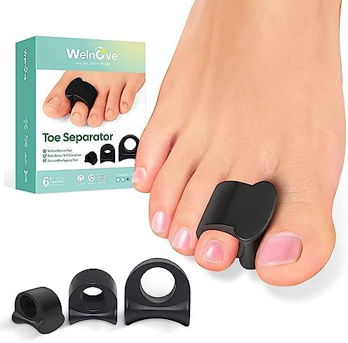 Welnove Gel (Гель) Toe Separators - Toe Spacers for Bunions, Overlapping Toes, Hammer Toes, Realign Crooked Toes, Bunion Relief - Soft Silicone Toe Corrector for Men and Women - 3 Sizes (Pack of 6) Welnove