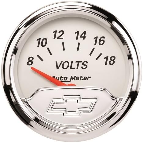 Auto Meter 1391-00408 Chevy Vintage 2-1/16" 8V - 18V Electric Voltmeter Gauge (52.4mm) Auto Meter