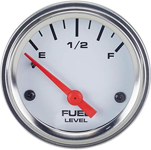 Fuel Level Gauge with Sender, 2-1/16 Inch, White Speedway Motors