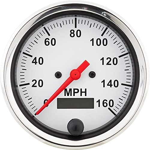 Speedometer Gauge, White Face, 3-3/8, Electric Speedway Motors