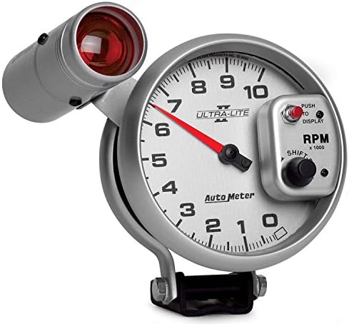 Auto Meter 4999 Ultra-Lite II 5" 10000 RPM Pedestal Mount Shift-Lite Tachometer Auto Meter