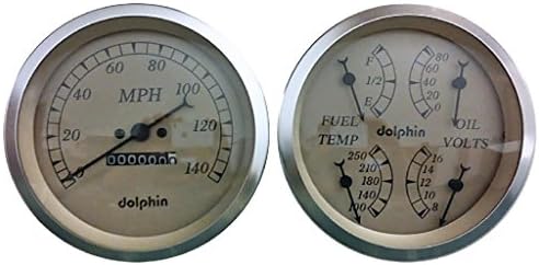 Комплект механических приборов Quad 5'' - Бежевый/Тан, со спидометром до 140 миль/ч Dolphin Gauges