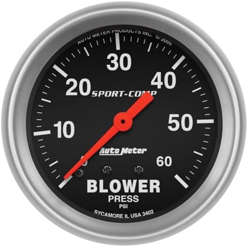 Auto Meter 3402 Sport-Comp Mechanical Blower Pressure Gauge,2.625 in. Auto Meter