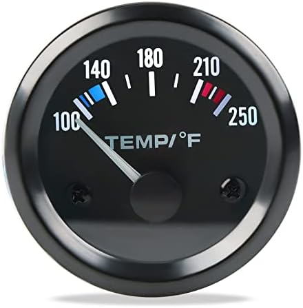 WATERWICH 2" 52mm Water Temperature Gauge 100-250℉ with LED Backlight Water Temp Thermometer Meter Kit DC12V for Ship Car Truck Vehicle Automotive Boat Marine Waterwich