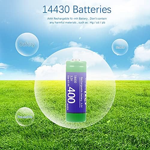 14430 Battery, 4/5AA Size【Shorter Than AA】 14430 3.2V 400mAh LiFePo4 Rechargeable Solar Battery for for Solar Panel Outdoor Garden Lights (12pcs) Wintecy